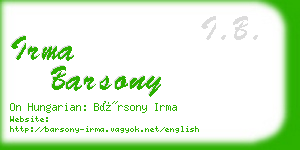 irma barsony business card